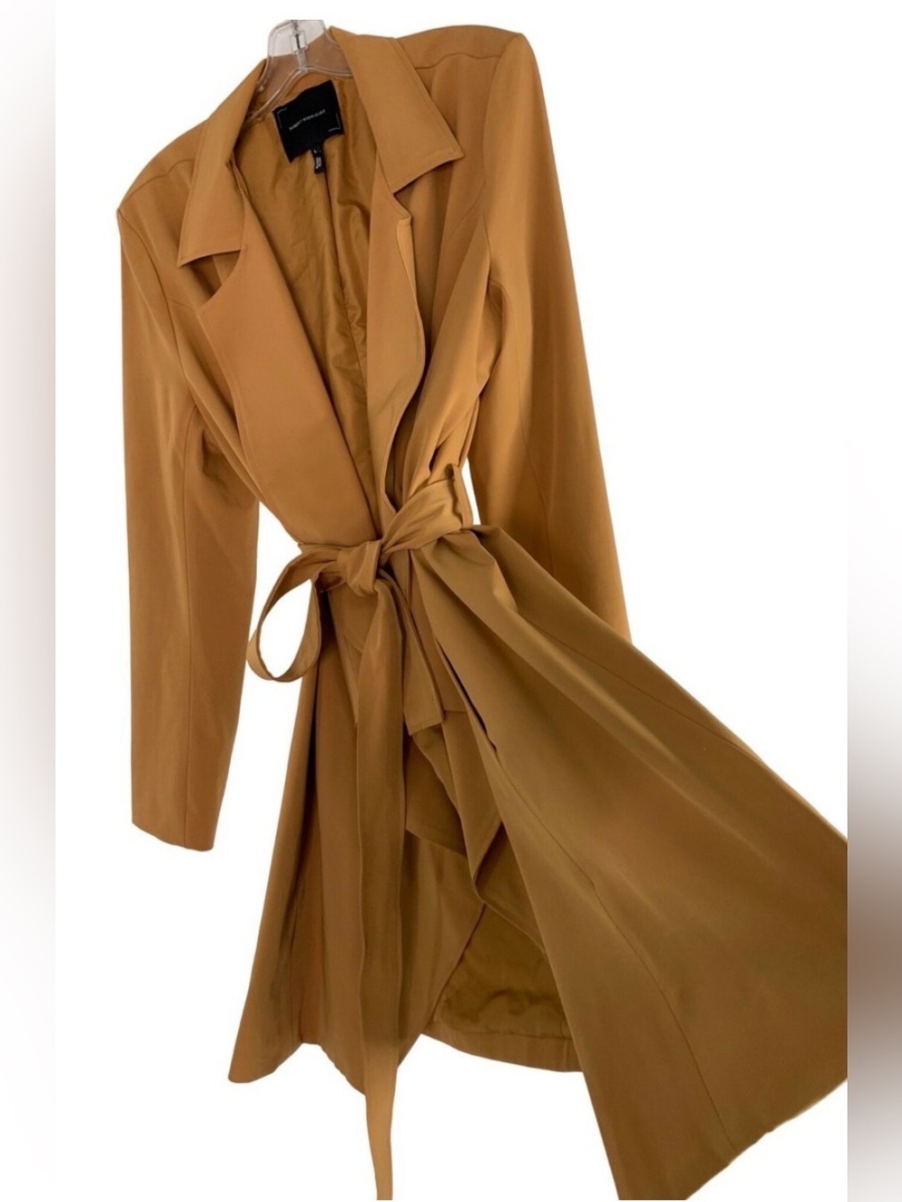 Robert Rodriguez Camel Tie-Waist Trench Coat with pockets